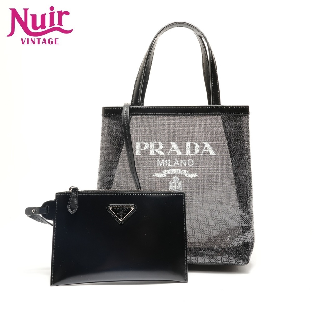 Prada handbag sequined mesh black